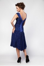 Платье  - SALE синее кружевное